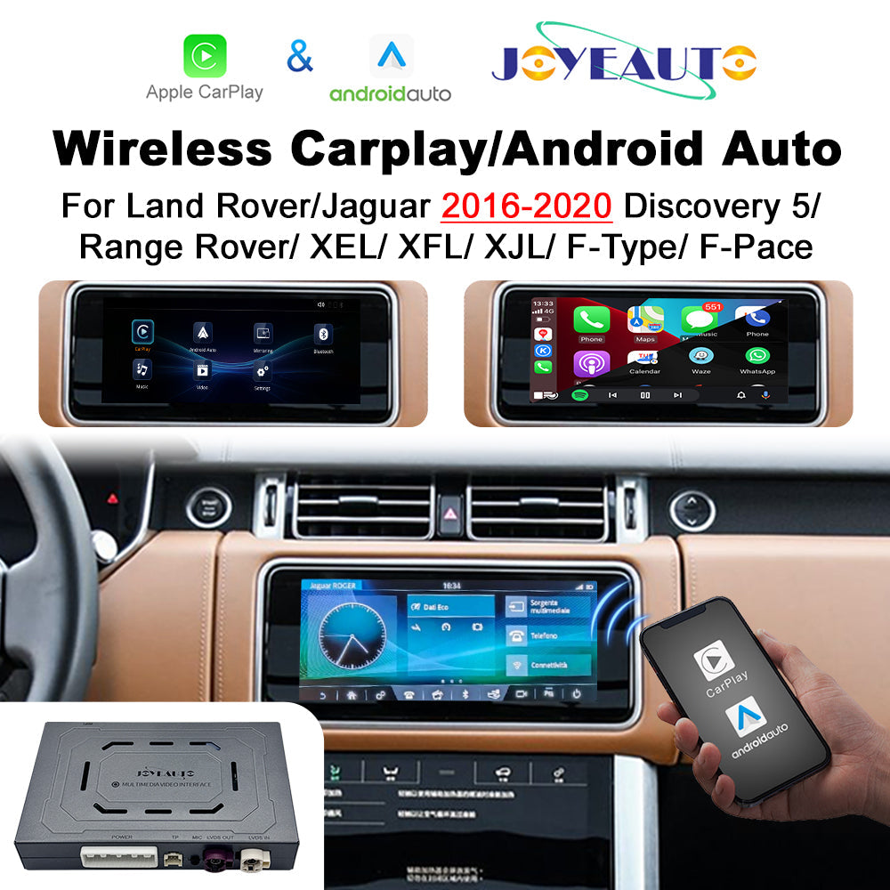 (WZLR-4) New JoyeAuto Wireless Apple Carplay AirPlay Android Auto Interface for 2016-2020 Land Rover Range Rover Evoque Freelander Discovery 4 XF XJ T-Type Jaguar 10.1 inch Harman Head Unit