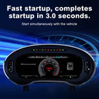 Joyeauto 12.3-inch Linux digital instrument cluster for Audi A3 (2014-2022), featuring ultra-fast 3-second startup, virtual cockpit display, wireless CarPlay, Android Auto, and real-time vehicle information.