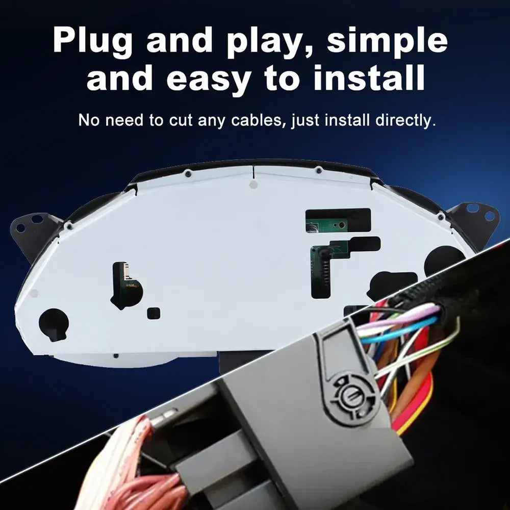 Joyeauto 12.3-inch Linux digital instrument cluster for Audi A4 (2009-2012) featuring plug-and-play installation, factory-style wiring harness, no cable cutting required, wireless CarPlay, Android Auto, and virtual cockpit retrofit.