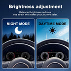 Joyeauto 12.3-inch Android LCD digital instrument cluster for Audi Q5 (2009-2018) featuring automatic day and night brightness adjustment for enhanced visibility, driving comfort, wireless CarPlay, Android Auto, and virtual cockpit functionality.