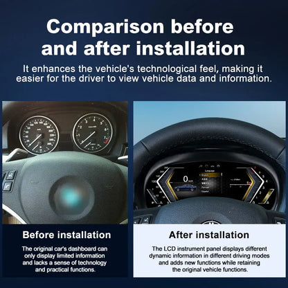 Joyeauto 10″ Linux Digital Instrument Cluster for BMW 3 Series E90/E91/E92/E93 (2005-2012) | Wireless CarPlay & Phone Mirroring | Virtual Cockpit Retrofit