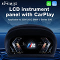 Joyeauto 10-inch Linux LCD digital instrument cluster for BMW 3 Series E90 E91 E92 E93 featuring wireless CarPlay, phone mirroring, virtual cockpit display, and modern digital dashboard upgrade.