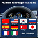 Joyeauto 12.3-inch Linux LCD digital instrument cluster for BMW 3 Series F30 F31 F34 and 4 Series F32 F33 F36 with multi-language support, wireless CarPlay, phone mirroring, and customizable virtual cockpit display.