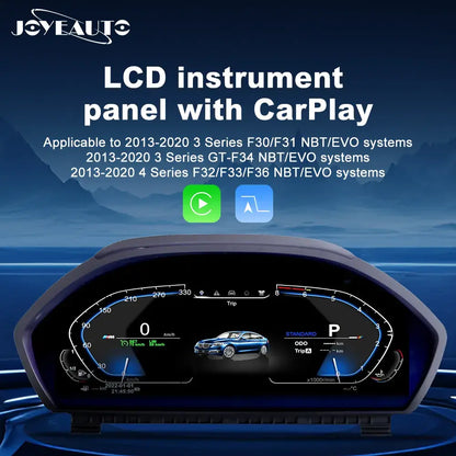 Joyeauto 12.3″ Linux Digital Instrument Cluster for BMW 3 Series F30/F31/F34 & 4 Series F32/F33/F36 (2013-2020) NBT/EVO | Wireless CarPlay | Virtual Cockpit Retrofit