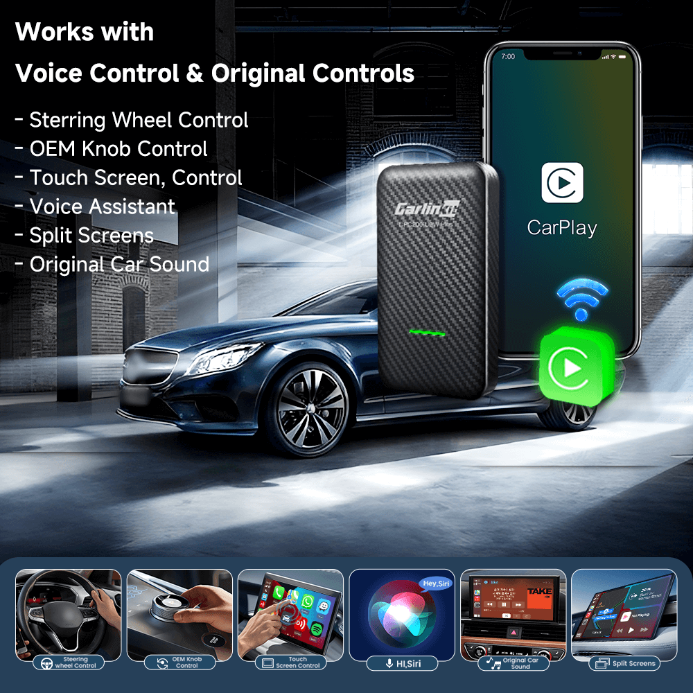 CarlinKit 3.0 U2W Plus Wireless Carplay Adapter for OEM Factory Wired Carplay Car