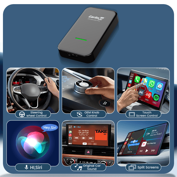 CarlinKit 3.0 U2W Plus Wireless Carplay Adapter for OEM Factory Wired Carplay Car