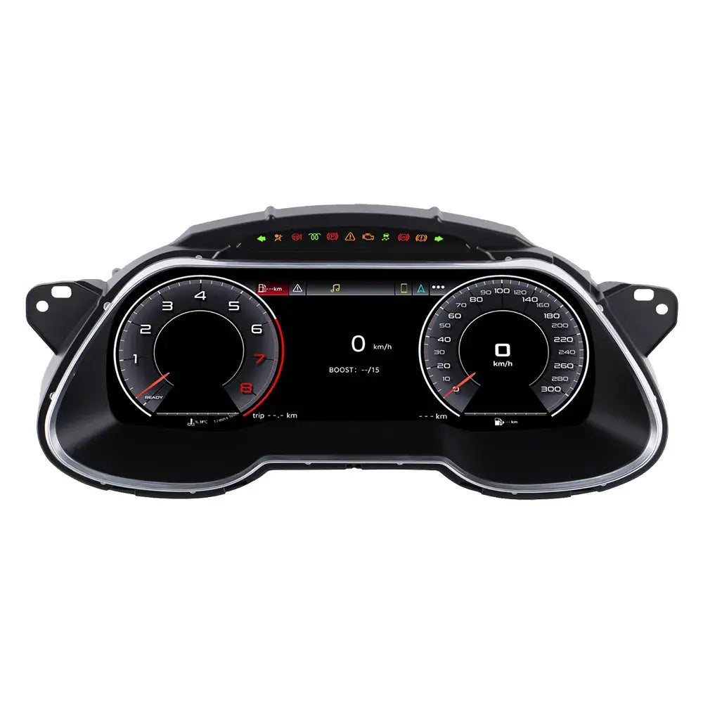 Front view of Joyeauto 12.3 inch Linux LCD Instrument Cluster for Audi A4 2013-2016 featuring digital dashboard cockpit with Wireless CarPlay and AirPlay support