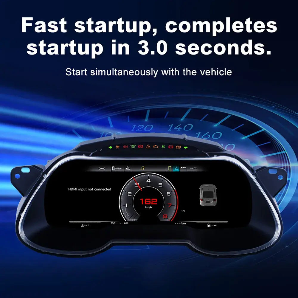 Joyeauto 12.3 inch Linux LCD Instrument Cluster for Audi A4 2013-2016 featuring 3 second fast startup, Wireless CarPlay, AirPlay and digital dashboard cockpit retrofit