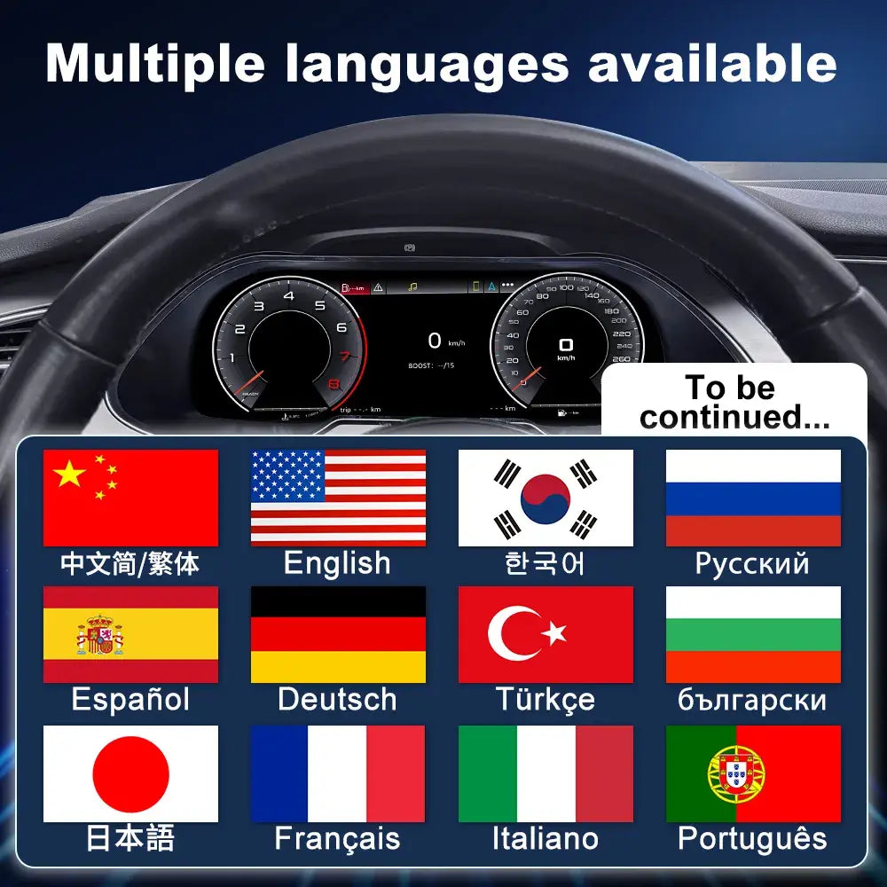 Joyeauto 12.3 inch Linux LCD Instrument Cluster for Audi A4 2013-2016 with multi-language support, Wireless CarPlay, AirPlay and digital dashboard cockpit retrofit