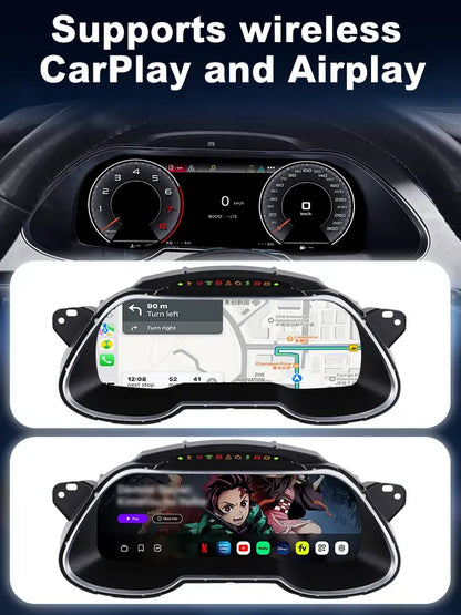 Joyeauto 12.3″ Linux Digital Instrument Cluster for Audi A4 (2013-2016) | Wireless CarPlay & Android Auto | Virtual Cockpit Retrofit