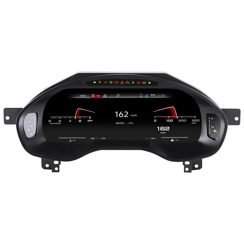 Front view of Joyeauto 12.3 inch LCD Digital Instrument Cluster for Audi A6 and A7 2013-2018 featuring virtual cockpit display with Wireless CarPlay and AirPlay support