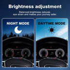 Joyeauto 12.3 inch LCD Digital Instrument Cluster for Audi A6 and A7 2013-2018 featuring automatic brightness adjustment with day mode and night mode display, Wireless CarPlay and AirPlay support