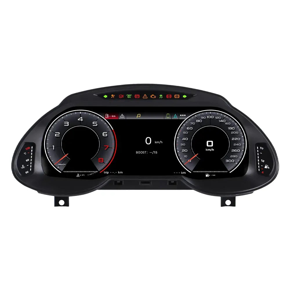 Joyeauto 12.3 inch Android LCD Digital Instrument Cluster front view for Audi Q5 2009-2018 with Wireless CarPlay and Android Auto