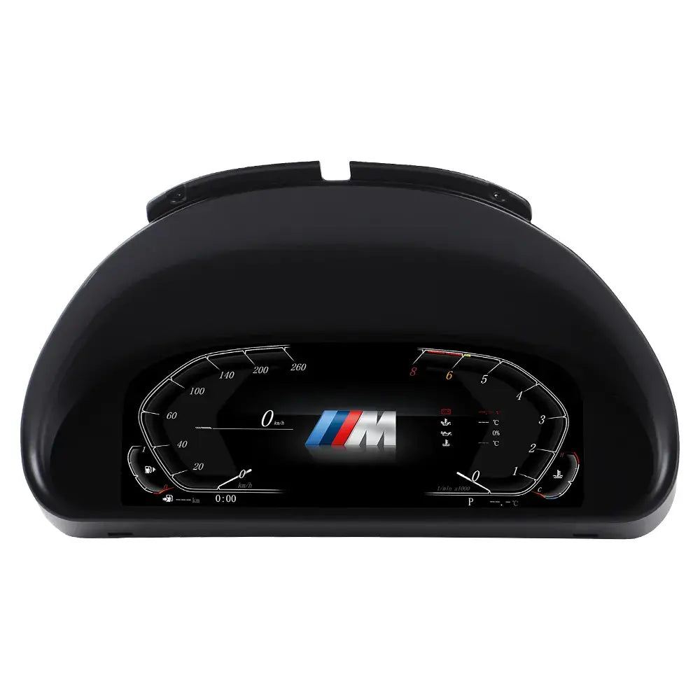 Joyeauto 10.25-inch Linux LCD Digital Instrument Cluster for BMW 5 Series E39 and BMW X5 E53 (1999-2006), standalone product image featuring a modern digital dashboard, multiple driving modes, customizable virtual cockpit interface and OEM-style Linux retrofit design.