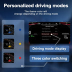 Joyeauto 10.25-inch Linux LCD Digital Instrument Cluster for BMW 5 Series E39 and BMW X5 E53 (1999-2006) featuring personalized driving modes with dynamic theme color switching, allowing drivers to choose between multiple dashboard styles and display colors on the Linux virtual cockpit retrofit system.