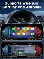 Joyeauto 10.25-inch Linux LCD Digital Instrument Cluster for BMW 5 Series E39 and BMW X5 E53 (1999-2006) demonstrating Wireless CarPlay and Autolink functionality, featuring Apple CarPlay apps, navigation, multimedia streaming and screen mirroring on a modern Linux virtual cockpit retrofit display.