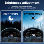 Joyeauto Wireless CarPlay LCD Instrument Cluster for BMW 5 Series E60 E61 and X5 E70 2003-2013 featuring automatic brightness adjustment with day mode and night mode display, Linux system digital dashboard and virtual cockpit functionality