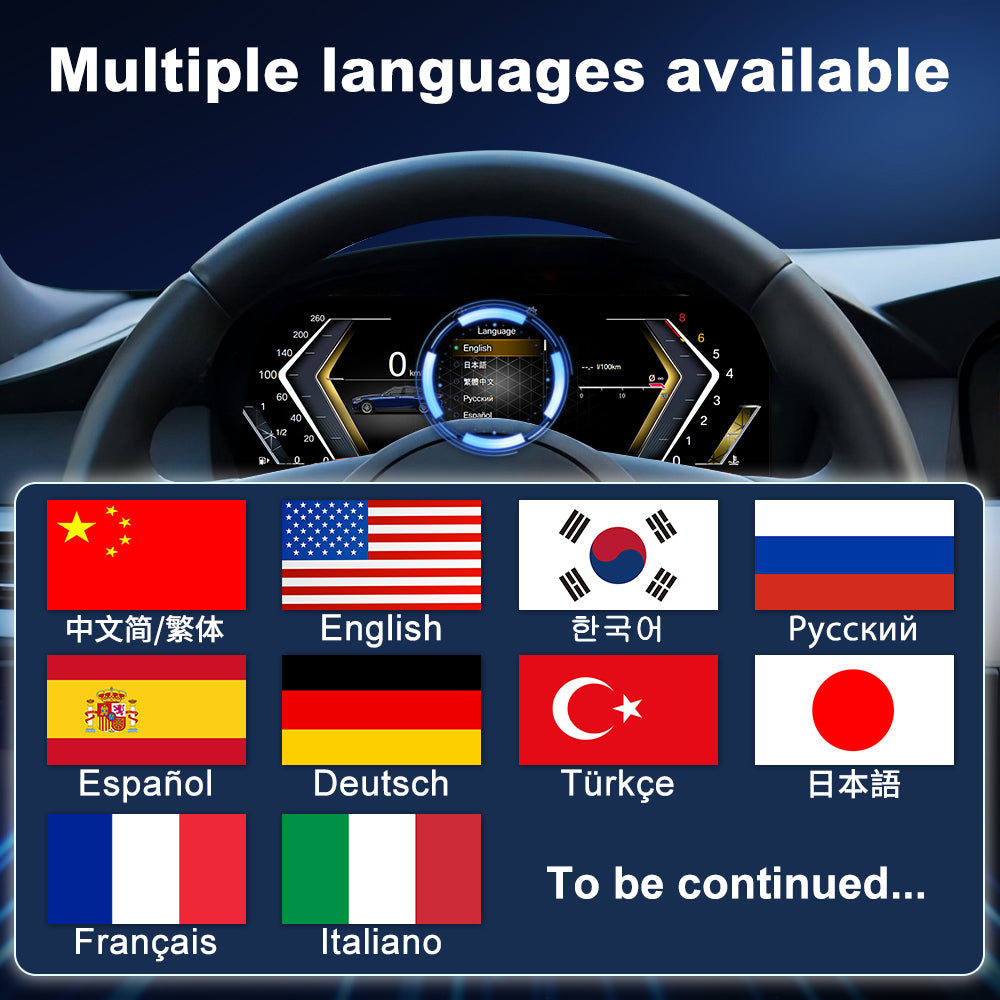 Joyeauto Wireless CarPlay LCD Instrument Cluster for BMW 5 Series E60 E61 and X5 E70 2003-2013 with multi-language support, Linux system digital dashboard and virtual cockpit display