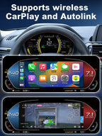 Joyeauto 10-inch Linux LCD Digital Instrument Cluster for BMW 1 Series F20/F52, BMW 2 Series F22/F45, BMW X1 F48 and BMW X2 F39 (2013-2022) showcasing Wireless CarPlay and Autolink functionality, featuring Apple CarPlay apps, navigation, music streaming, phone mirroring and multimedia playback on a modern Linux virtual cockpit retrofit display