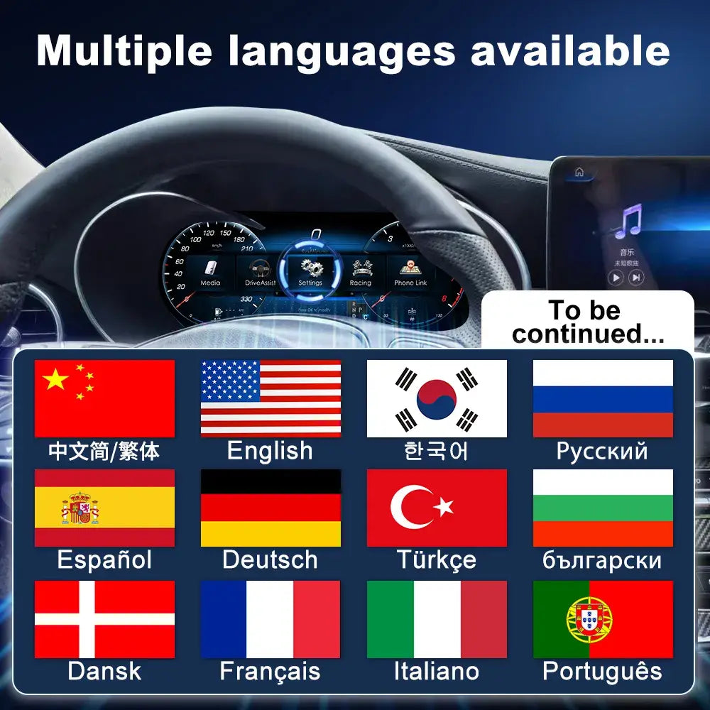 Joyeauto Wireless CarPlay LCD Instrument Cluster for Mercedes-Benz W205 C-Class and GLC X253 with multi-language support, digital dashboard upgrade and virtual cockpit display