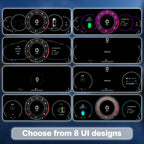 Joyeauto 12.3-inch Linux LCD Digital Instrument Cluster for Porsche Cayenne 958 (2011-2017) featuring 8 customizable UI themes, Wireless CarPlay, Android Auto and a Linux virtual cockpit system with multiple dashboard layouts.