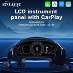 Joyeauto 12.3-inch Linux LCD Digital Instrument Cluster for Porsche Cayenne 958 (2011-2017) featuring Wireless CarPlay, Android Auto, customizable virtual cockpit interface and real-time vehicle information display