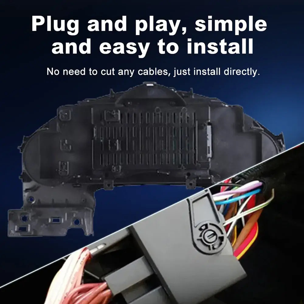 Joyeauto 12.3-inch Linux LCD Digital Instrument Cluster for Porsche Cayenne 958 (2011-2017) featuring plug-and-play installation, OEM-style wiring harness, no wire cutting required, Wireless CarPlay, Android Auto and Linux virtual cockpit retrofit.