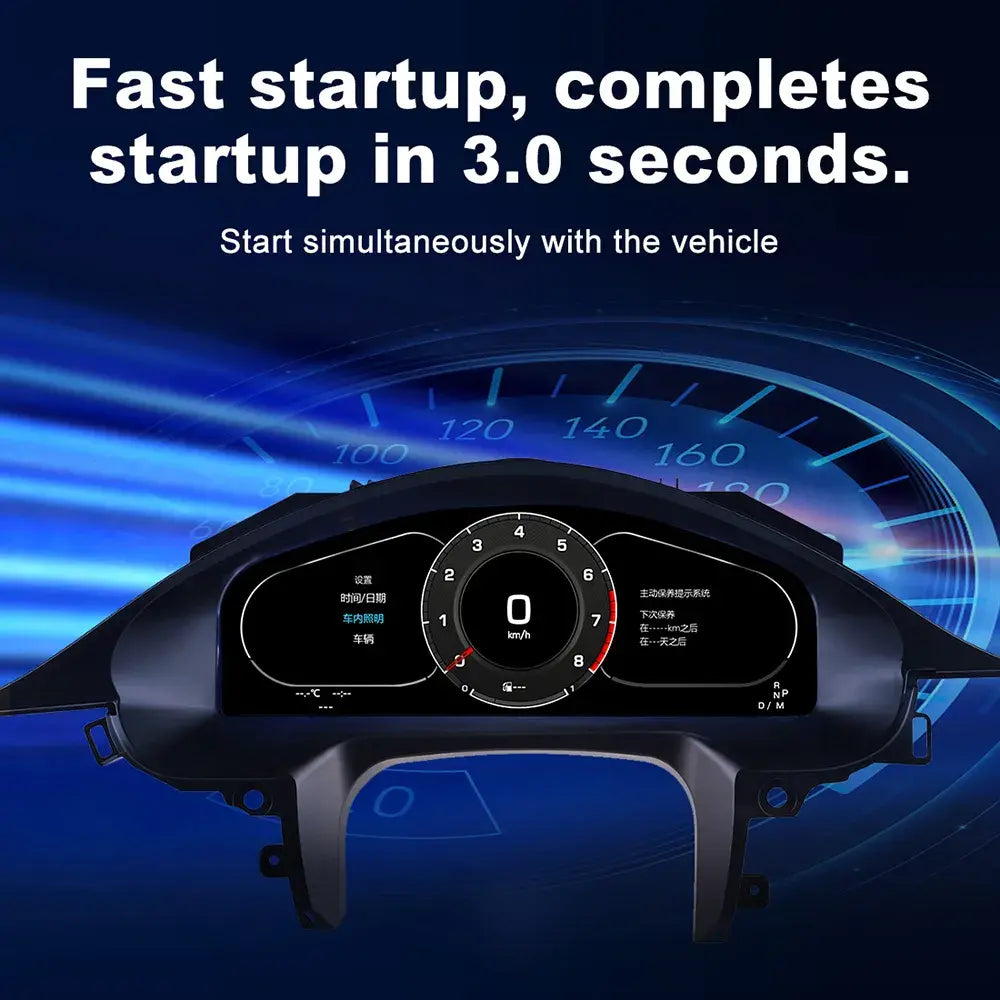 Joyeauto 12.3-inch Linux LCD Digital Instrument Cluster for Porsche Panamera 970 (2010-2016) featuring 3-second fast startup, Wireless CarPlay, Android Auto and a Linux-powered virtual cockpit display with real-time driving information.