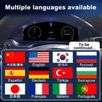 Joyeauto 12.3-inch Linux LCD Digital Instrument Cluster for Porsche Panamera 970 (2010-2016) featuring multi-language support, Wireless CarPlay, Android Auto and a customizable Linux virtual cockpit interface.