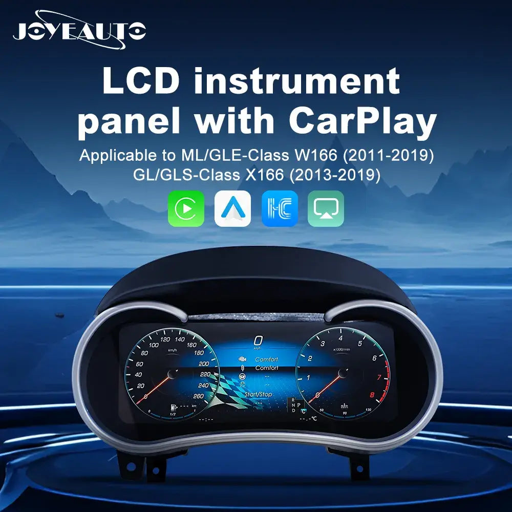 Joyeauto 10.25-inch Linux LCD digital instrument cluster for Mercedes-Benz ML GLE W166 and GL GLS X166 with wireless CarPlay and Android Auto