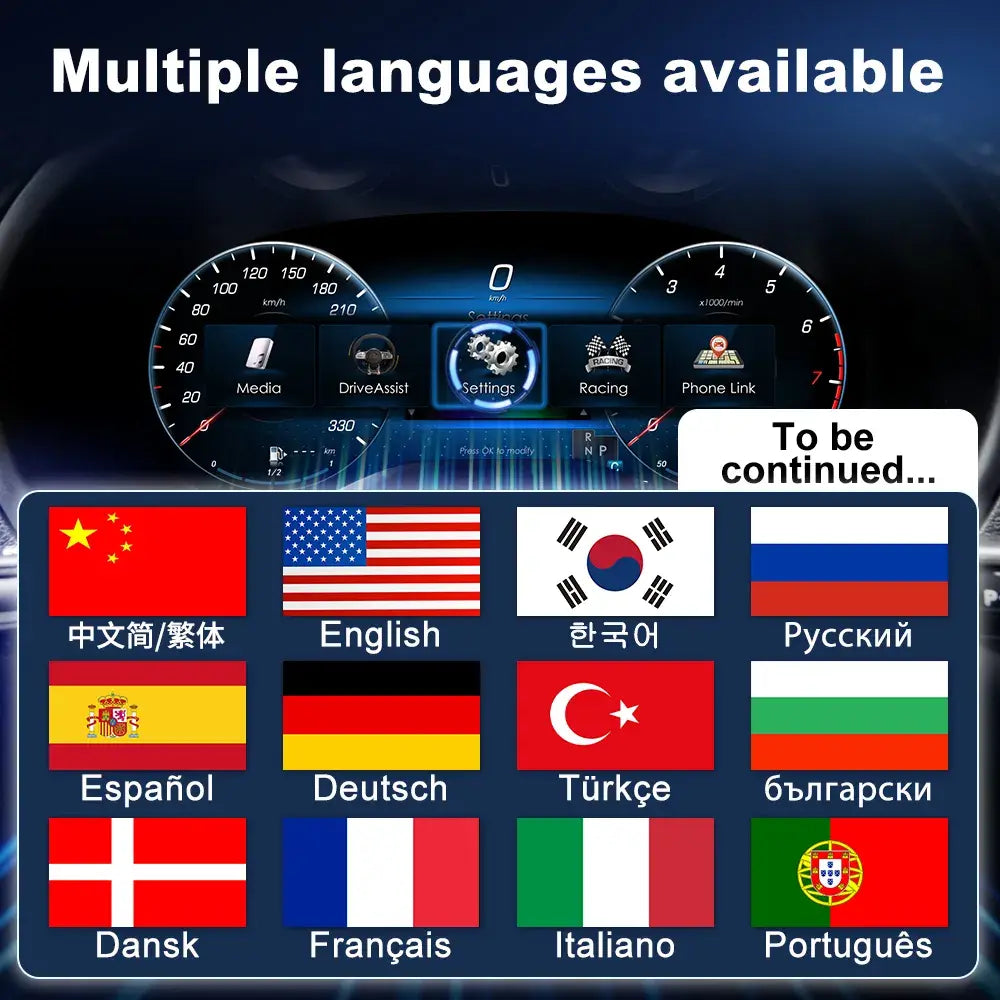Joyeauto 12.3-inch Linux LCD digital instrument cluster for Mercedes-Benz Vito W447 with multi-language support and wireless CarPlay