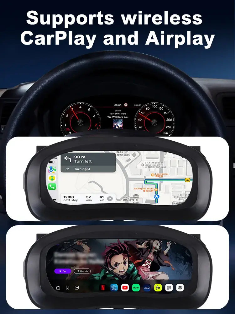 Joyeauto 10-inch Linux LCD digital instrument cluster with wireless CarPlay and AirPlay support for Skoda Fabia 2008-2014