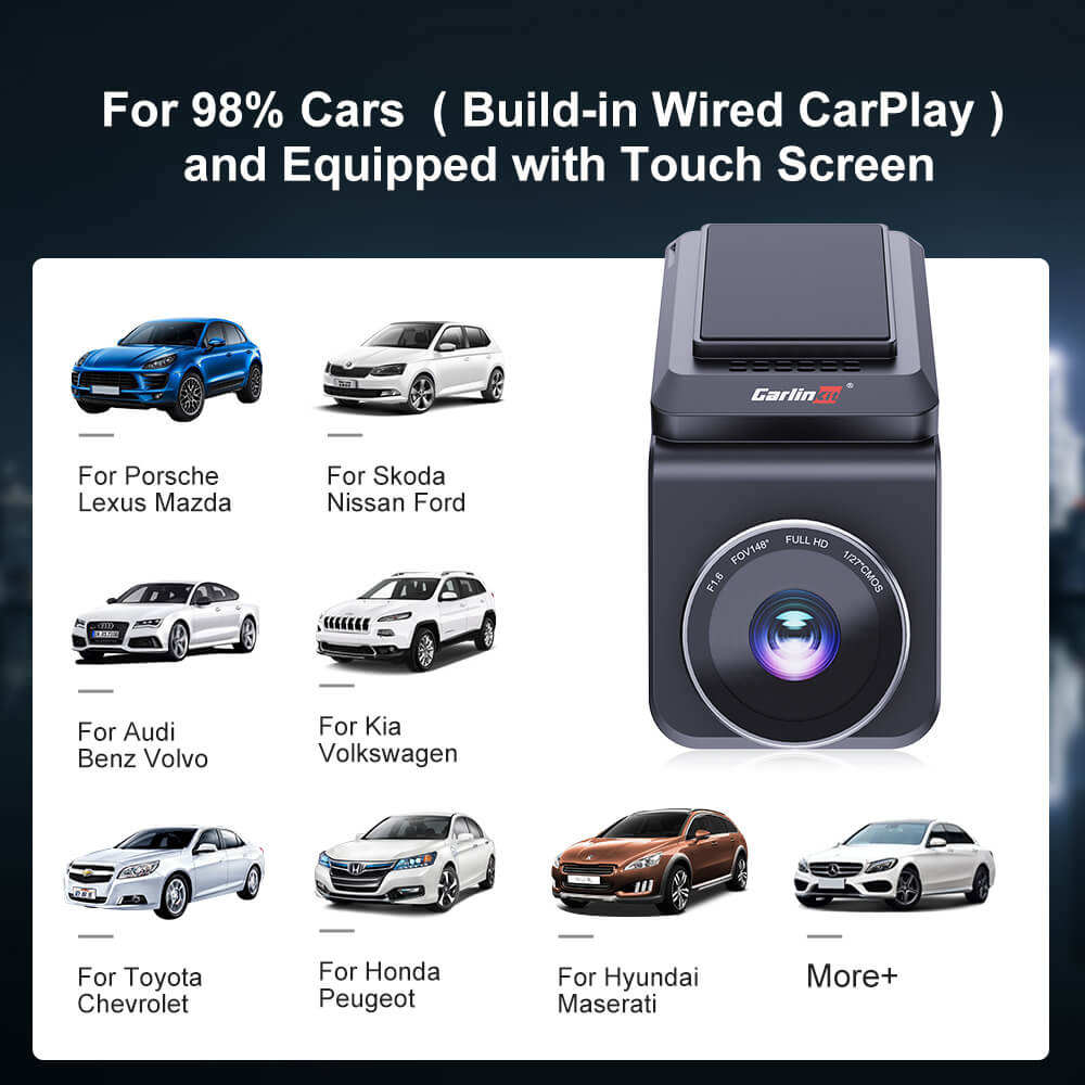 CarlinKit AI Box Dash Cam with Wireless CarPlay & Wireless Android Auto Adapter