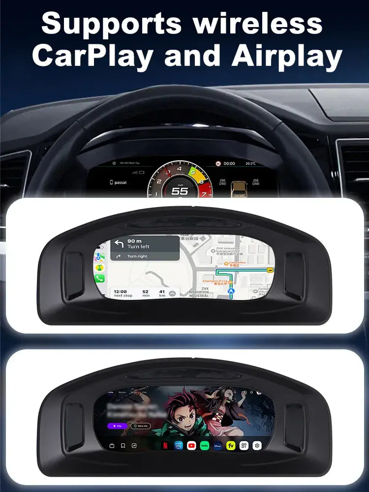 Joyeauto 10-inch Linux LCD digital instrument cluster with wireless CarPlay and AirPlay for Volkswagen Multivan T5 2012-2019