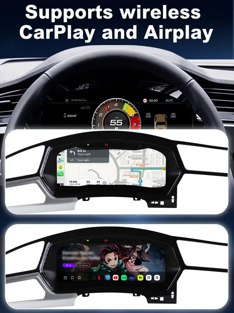 Volkswagen Touran L virtual cockpit supporting wireless Apple CarPlay, Android Auto, and AirPlay