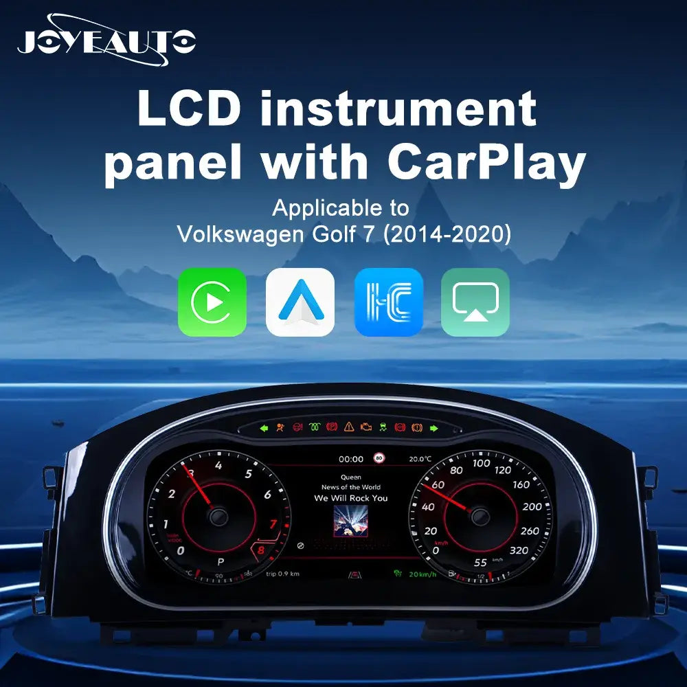 Joyeauto 12.3-inch Linux LCD digital instrument cluster with wireless CarPlay and Android Auto for Volkswagen Golf 7 MK7 MK7.5