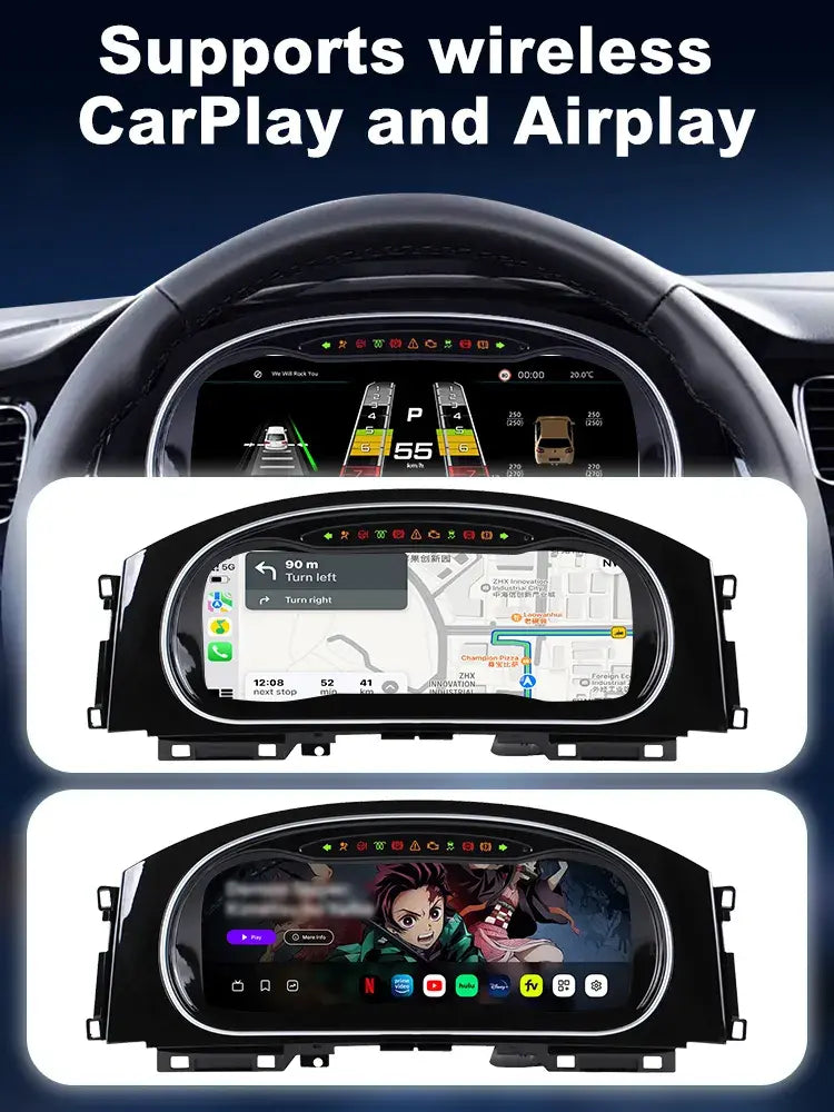 Joyeauto 12.3-inch Linux LCD digital instrument cluster with wireless CarPlay and AirPlay for Volkswagen Golf 7 MK7 MK7.5