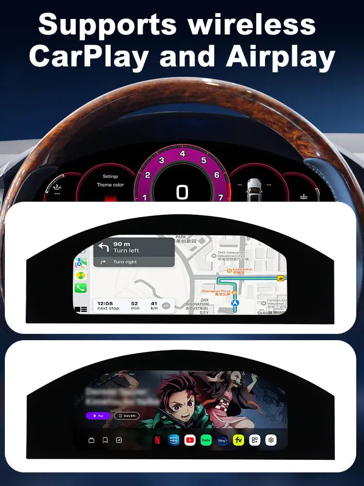 Joyeauto 12.3-inch Linux LCD digital instrument cluster with wireless CarPlay and AirPlay support for Volkswagen Phaeton 2004-2015