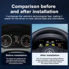 Before and after comparison of Joyeauto 10-inch Linux LCD digital instrument cluster upgrade for Volkswagen Tiguan 2010-2017