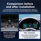 Volkswagen Touran L virtual cockpit retrofit comparison showing original dashboard versus upgraded digital cluster