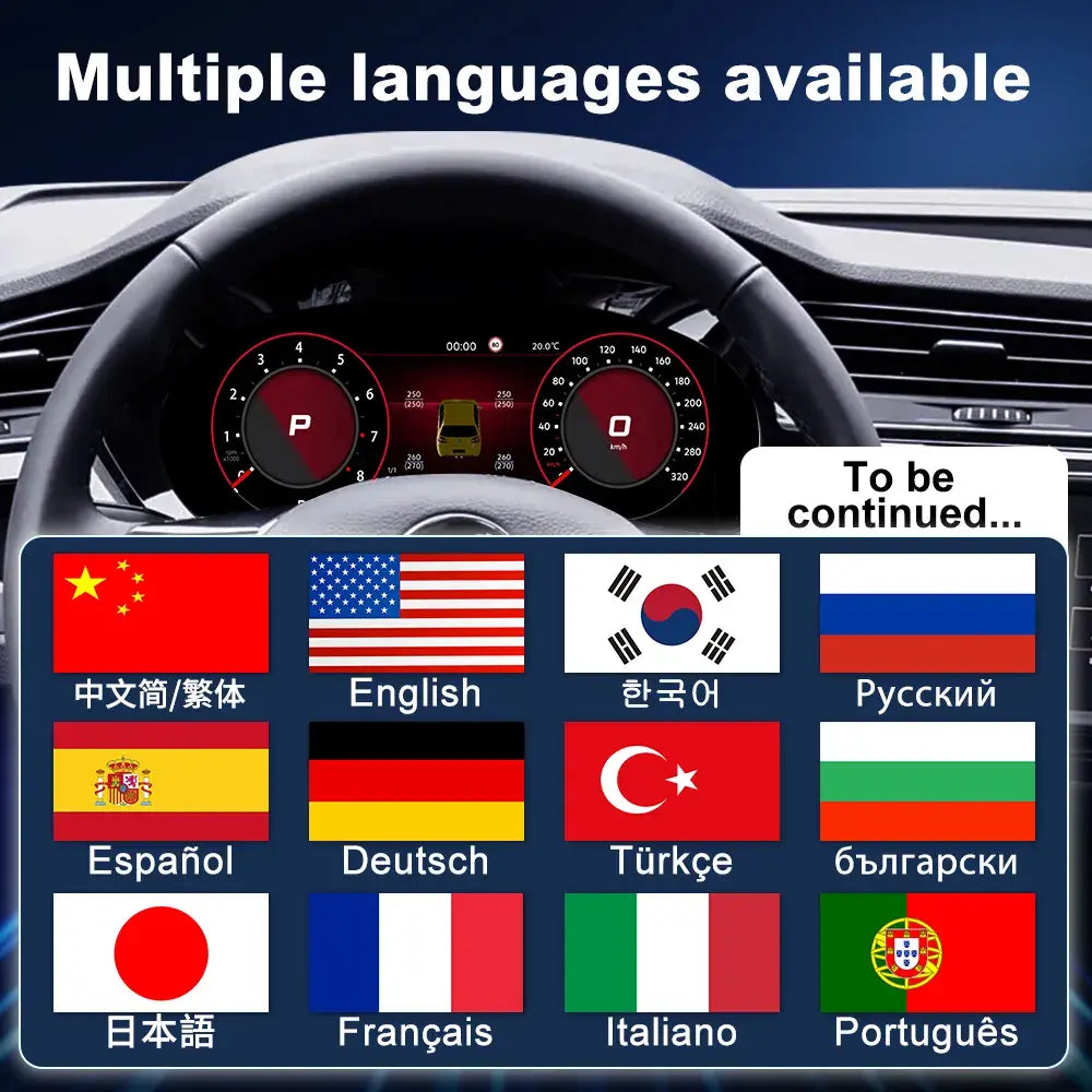 Joyeauto 12.3-inch Linux LCD digital instrument cluster with multi-language support for Volkswagen Touran L 2016-2022